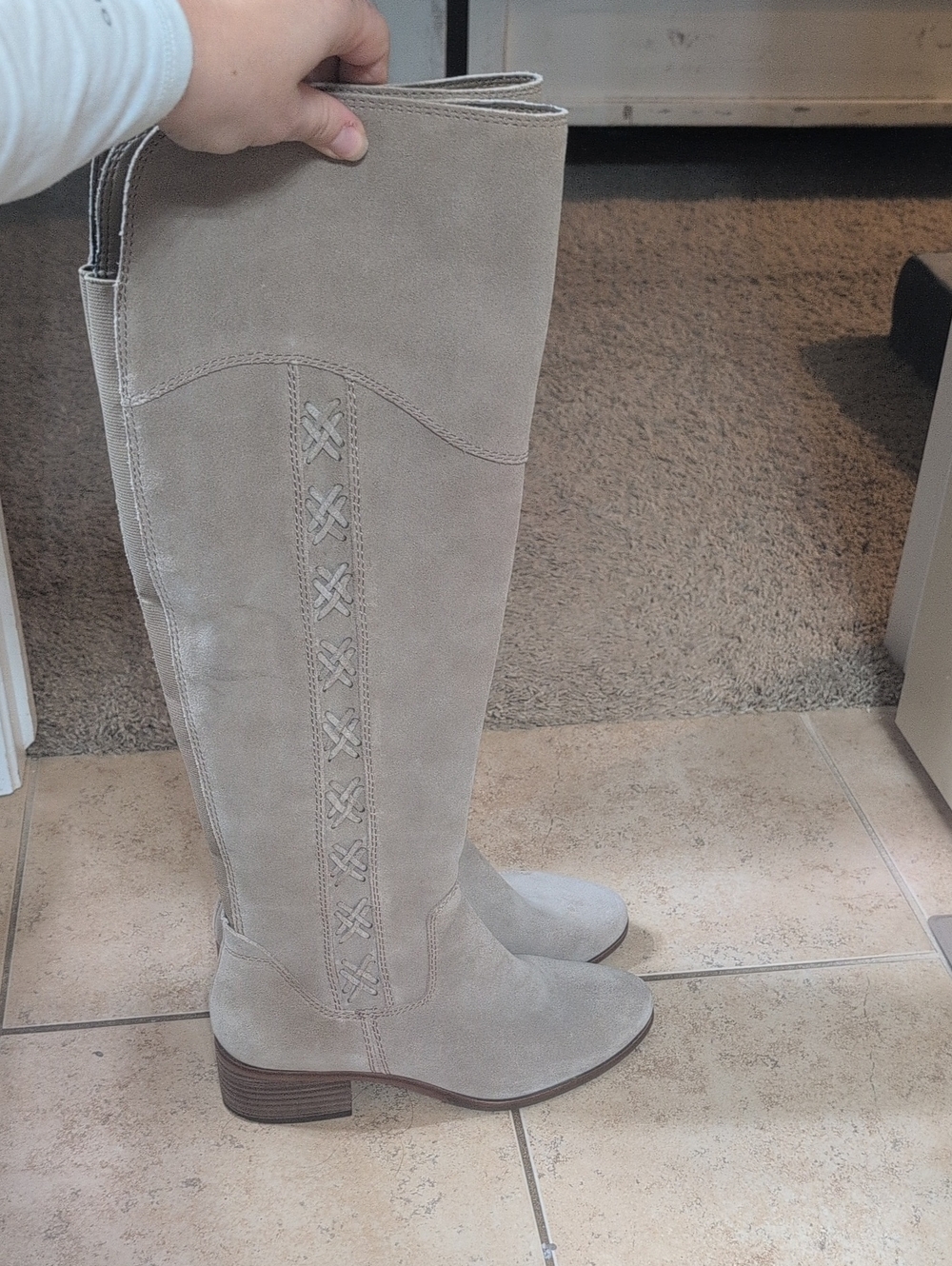 Vince Camuto Suede Over-the-Knee Boots in Taupe